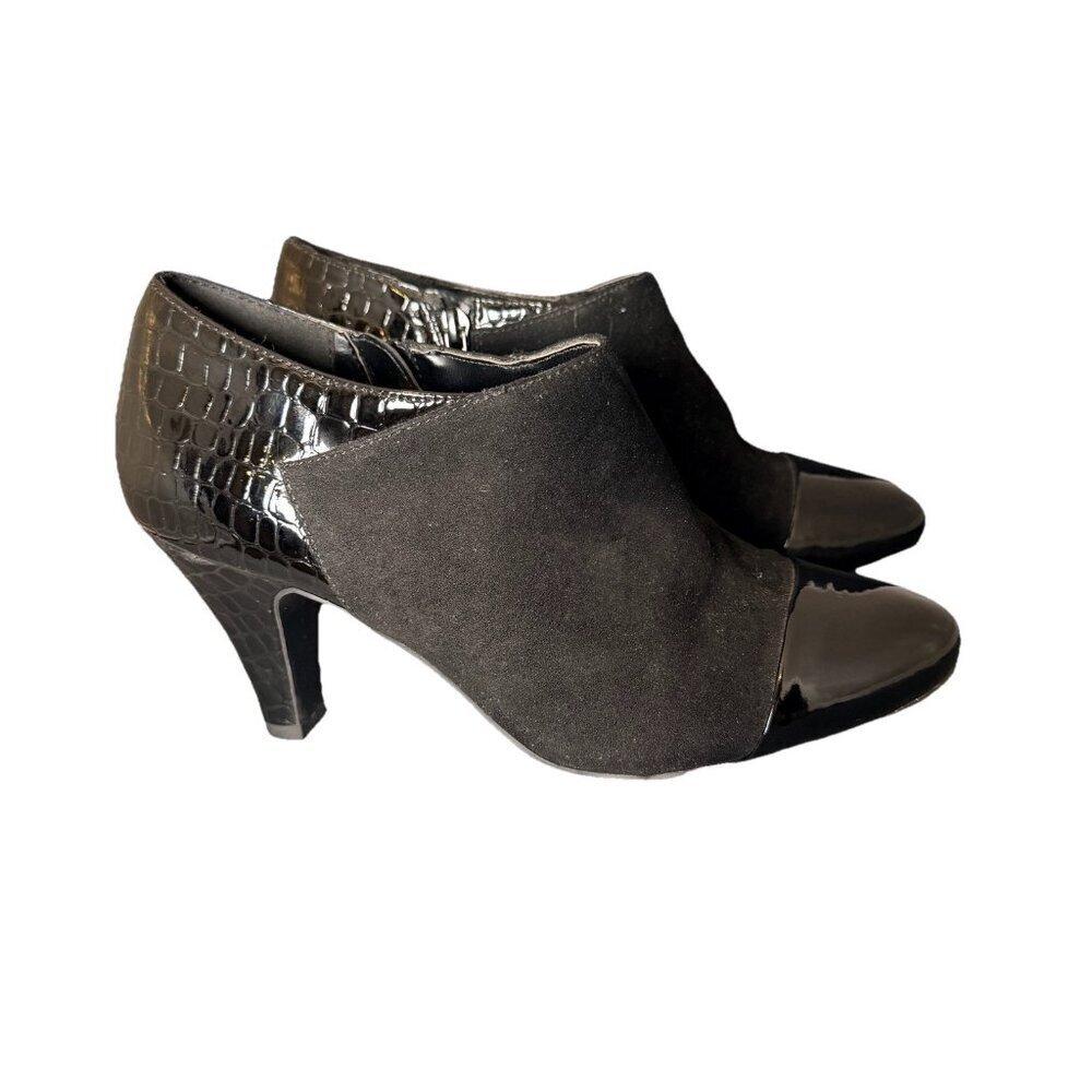 East 5th Boots Womens 7 M Alexi Casual Slip On Heels Booties Black Fabric - Picture 1 of 5